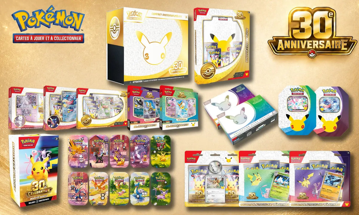 Objets Pokémon 30 ans : figurines, mini-boîtes et collectors