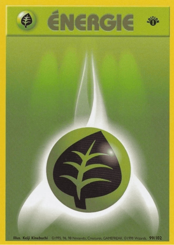 Carte Pokémon Énergie Plante – Set de Base Édition 1 – Mint