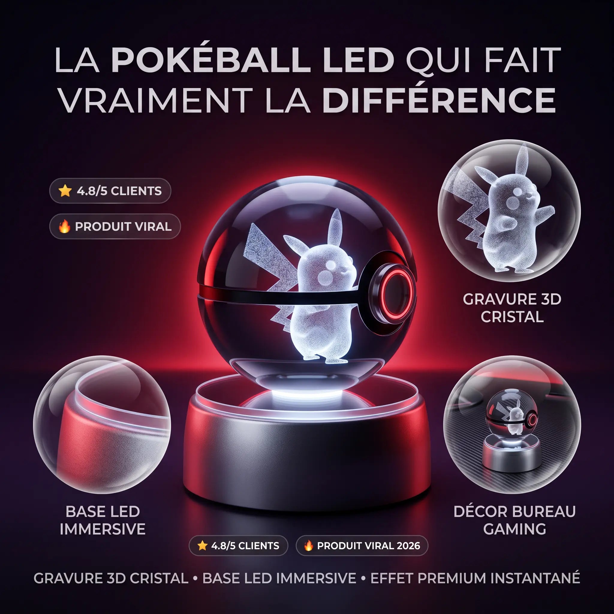 Pokéball LED Cristal Noctali Pokémon