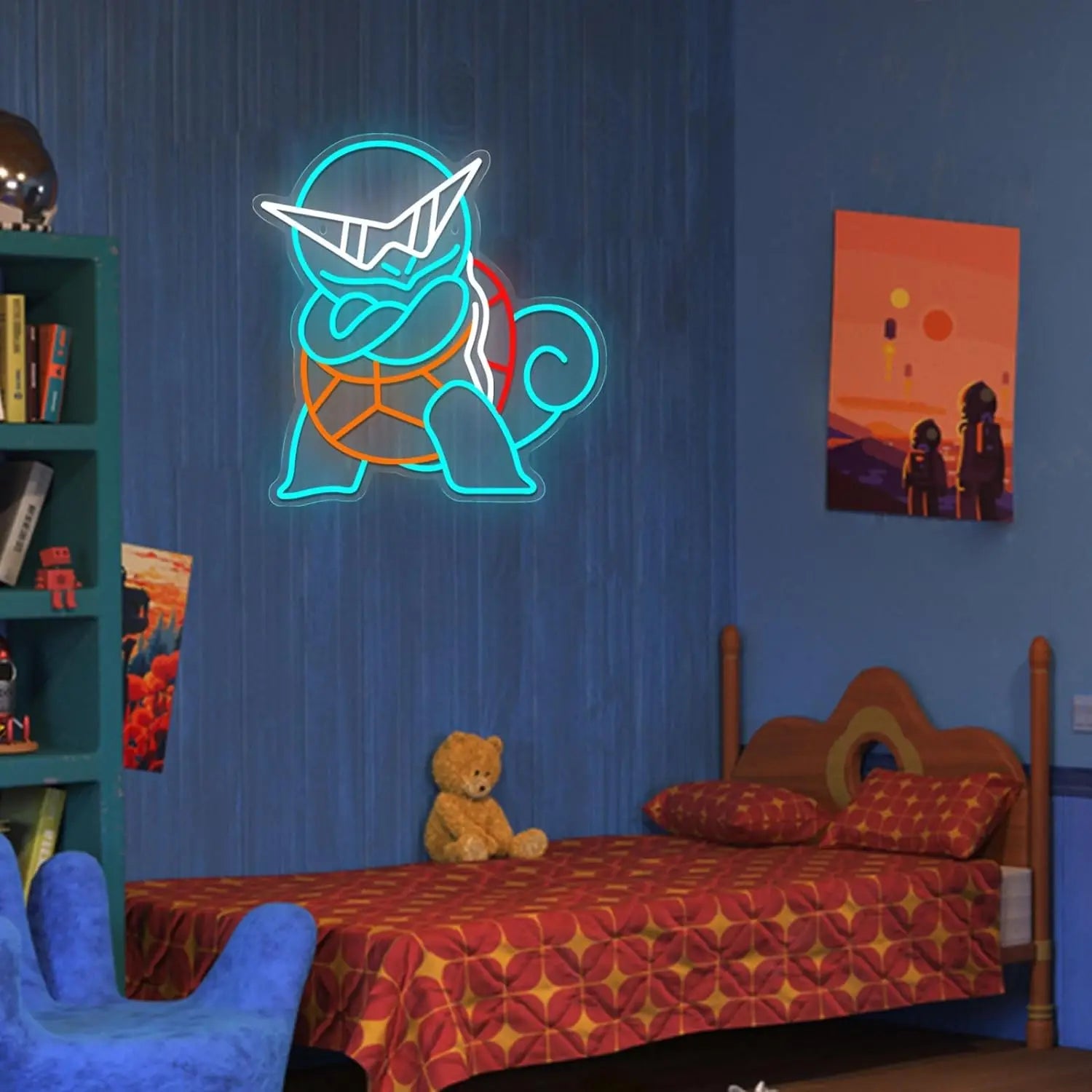 Pokémon Squirtle Neon Sign for Wall Decor Anime Neon Light for Bedroom decor USB Dimmable Cute Art Birthday Gift for Boys Girls ShinyBall