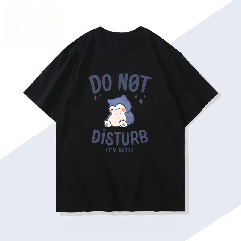 Camiseta Pokémon Snorlax "No molestar" (negra) - Harajuku Y2K Oversize