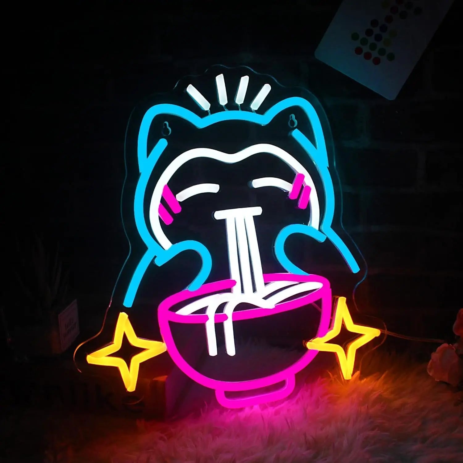 Pokemon Ramen Neon Light Cute Bear Sign Blue Dimmable Led Neon Signs For Resturant Home Bar Cafe Japanese Noodle Shop Decor Gift ShinyBall