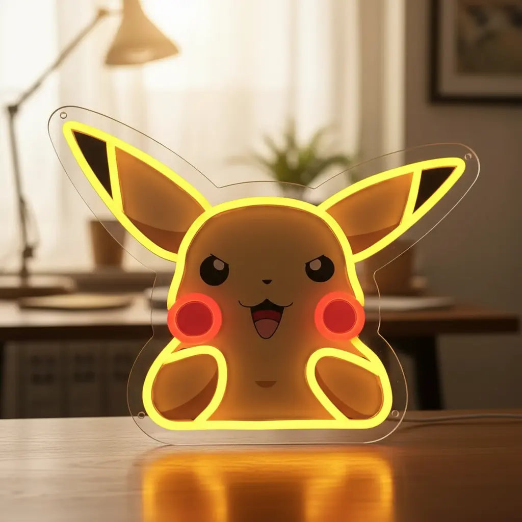 Lampe néon Pikachu avec support