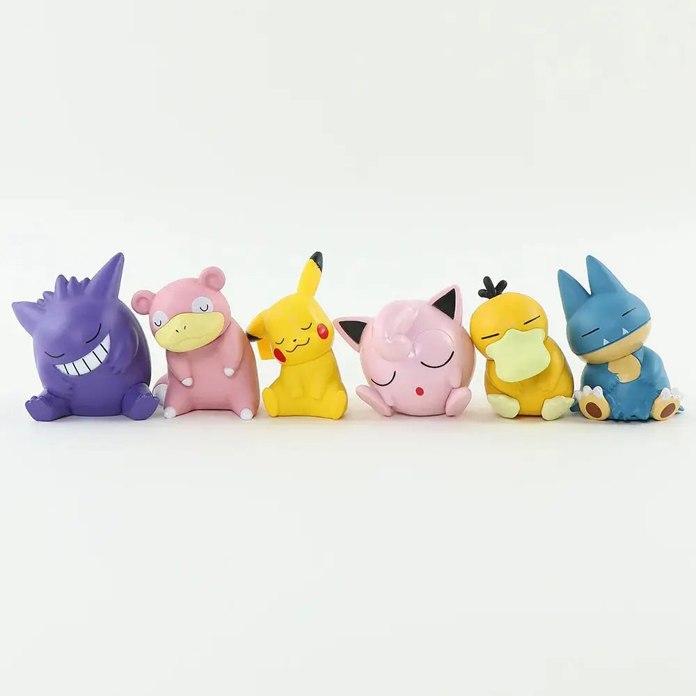 Pokemon 6pcs/set Pikachu Psyduck Gengar Jigglypuff Gonbe Slowpoke pokemon endormi