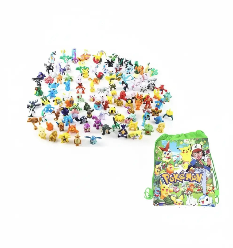 Set 144 figurines Pokémon avec sac vert