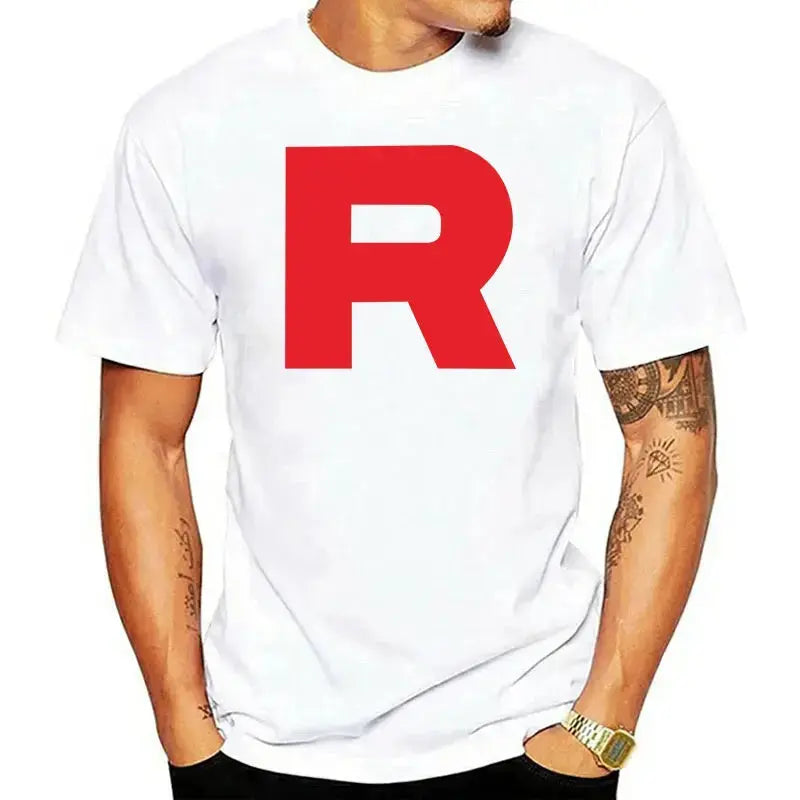 T-Shirt Team Rocket Pokémon Blanc - Logo R Rouge Coton Premium ShinyBall