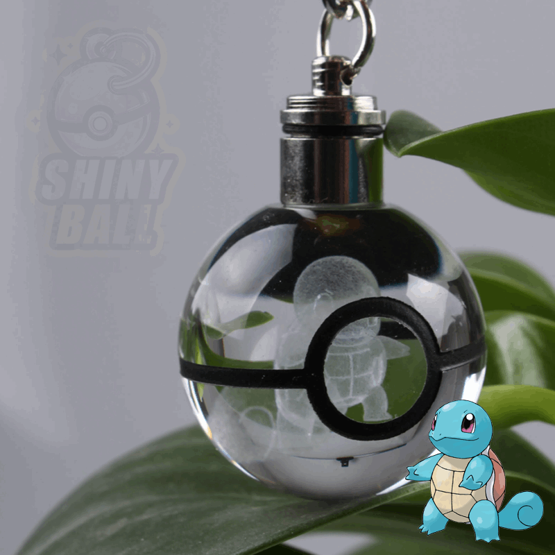 porte-cle pokeball led pokemon shinyball carapuce cristal fan