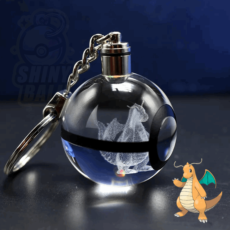 porte-cle pokeball led pokemon shinyball dracolosse cristal fan