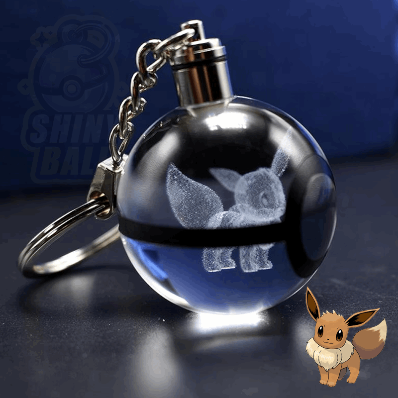 porte-cle pokeball led pokemon shinyball evoli cristal fan