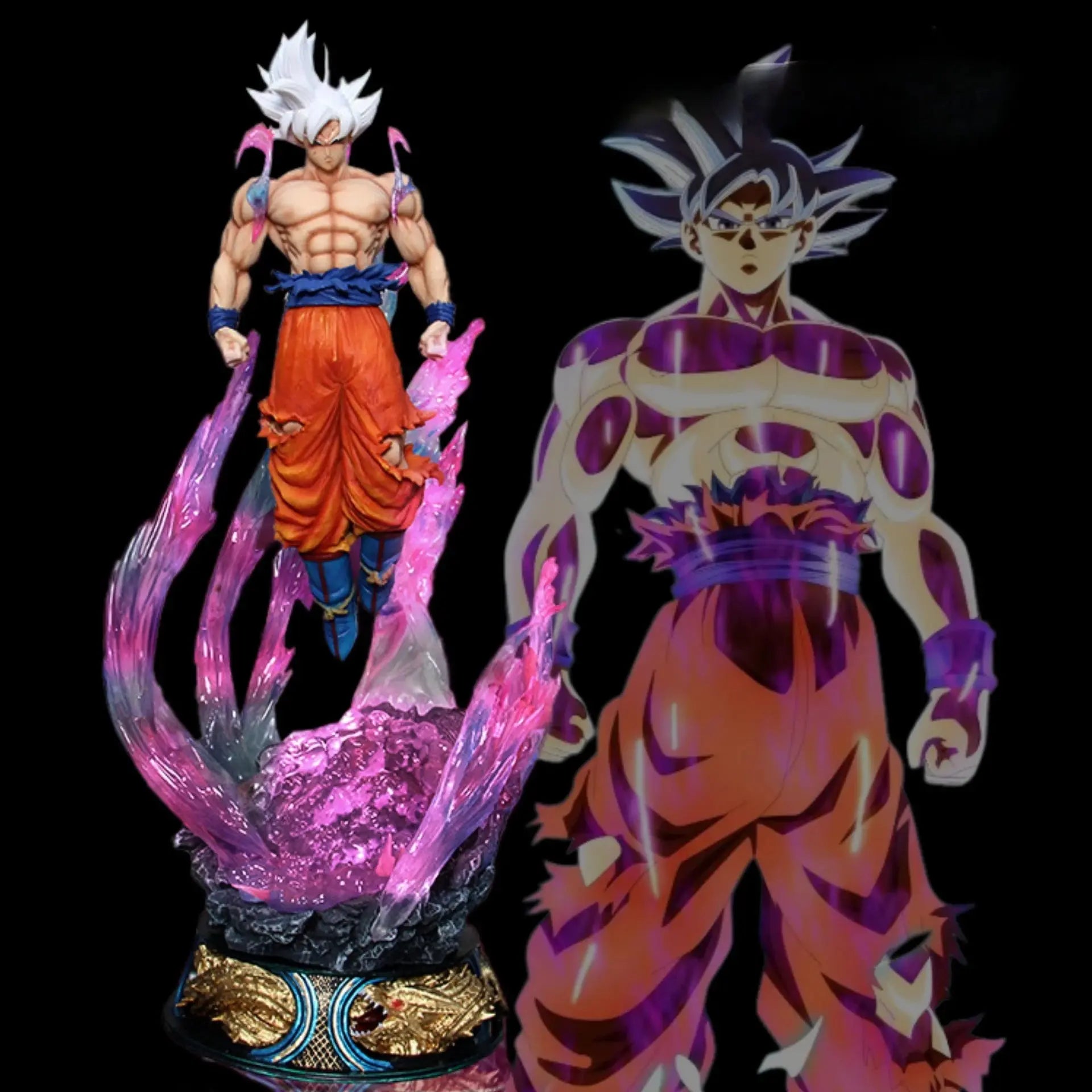 Figurine Son Goku Ultra Instinct 25cm LED - Dragon Ball Super PVC Bandai