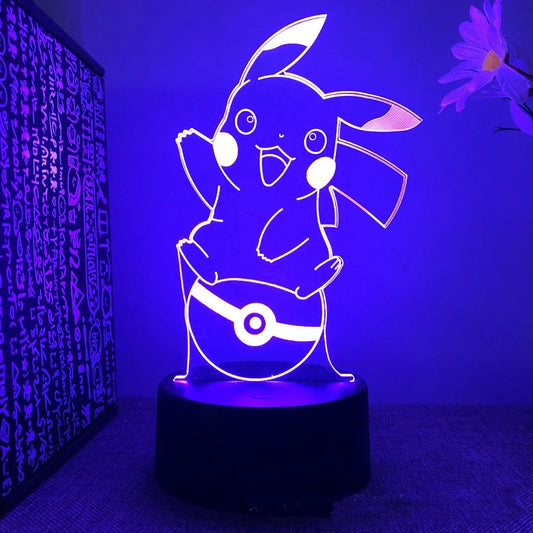 Lampe led veilleuses 3D pokemon pikachu pokeball