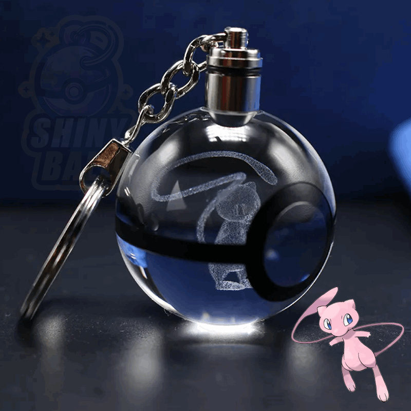 porte-cle pokeball led pokemon shinyball mew cristal fan