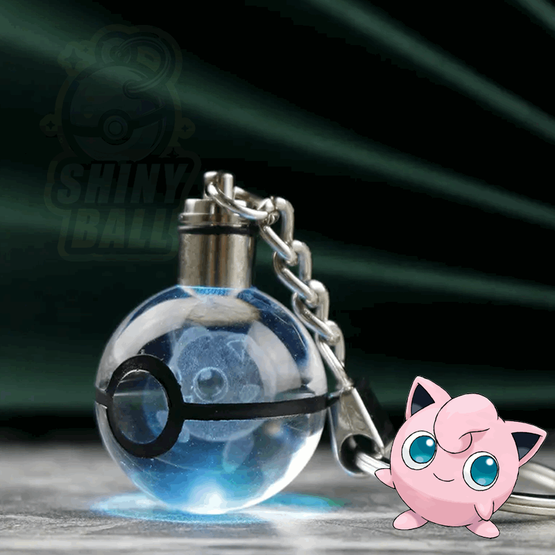 porte-cle pokeball led pokemon shinyball rondoudou cristal fan