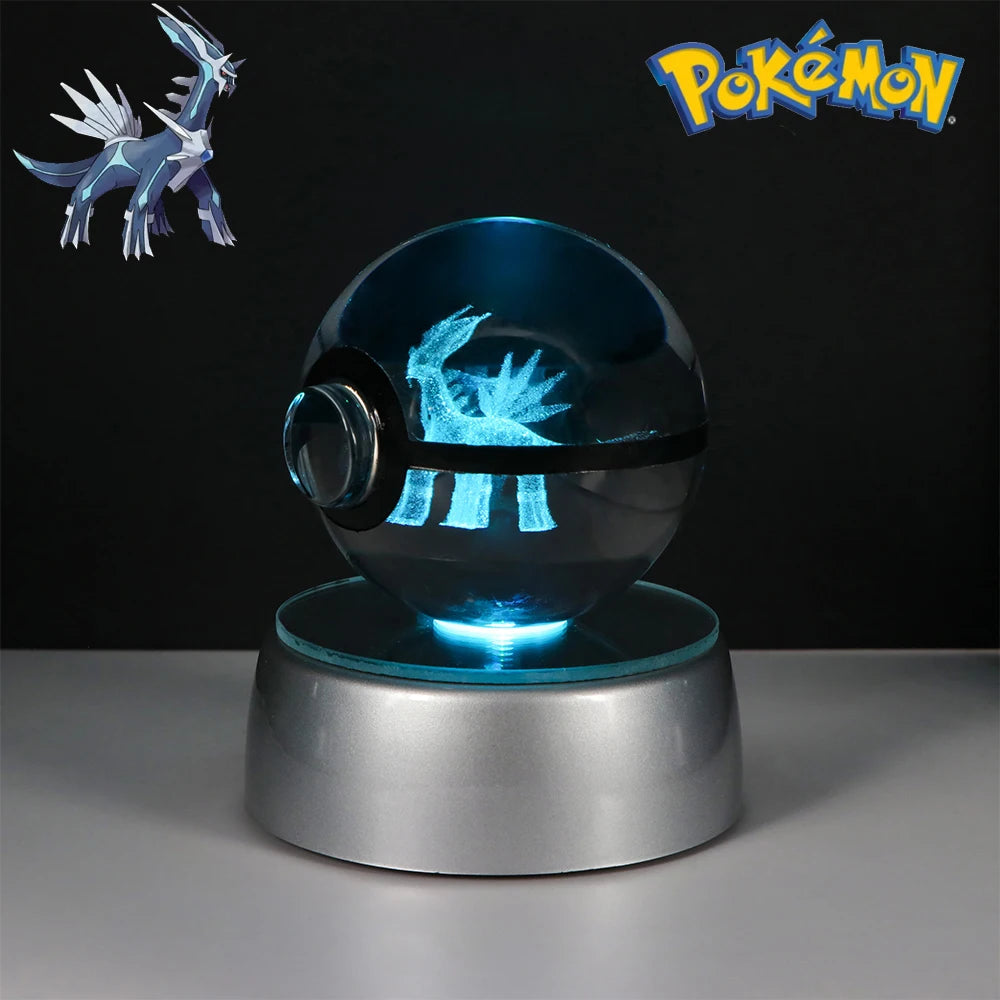 Pokemon Dialga Ninetales Lucario Lamp Model Toy Butterfree Lugia Sylveon Arceus 5CM Crystal Ball Doll Colorful Night Light Gift ShinyBall