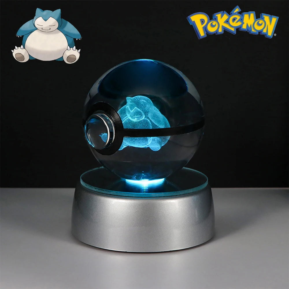 Pokemon Dialga Ninetales Lucario Lamp Model Toy Butterfree Lugia Sylveon Arceus 5CM Crystal Ball Doll Colorful Night Light Gift ShinyBall