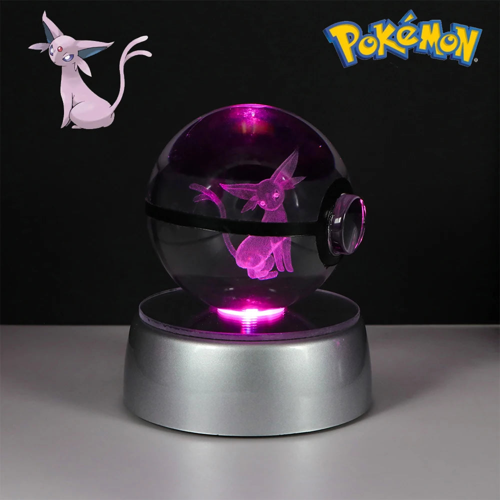 Pokemon Dialga Ninetales Lucario Lamp Model Toy Butterfree Lugia Sylveon Arceus 5CM Crystal Ball Doll Colorful Night Light Gift ShinyBall