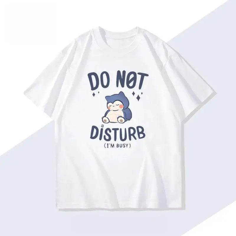 Camiseta Pokémon Snorlax "No molestar" (blanca) - Harajuku Y2K Oversize