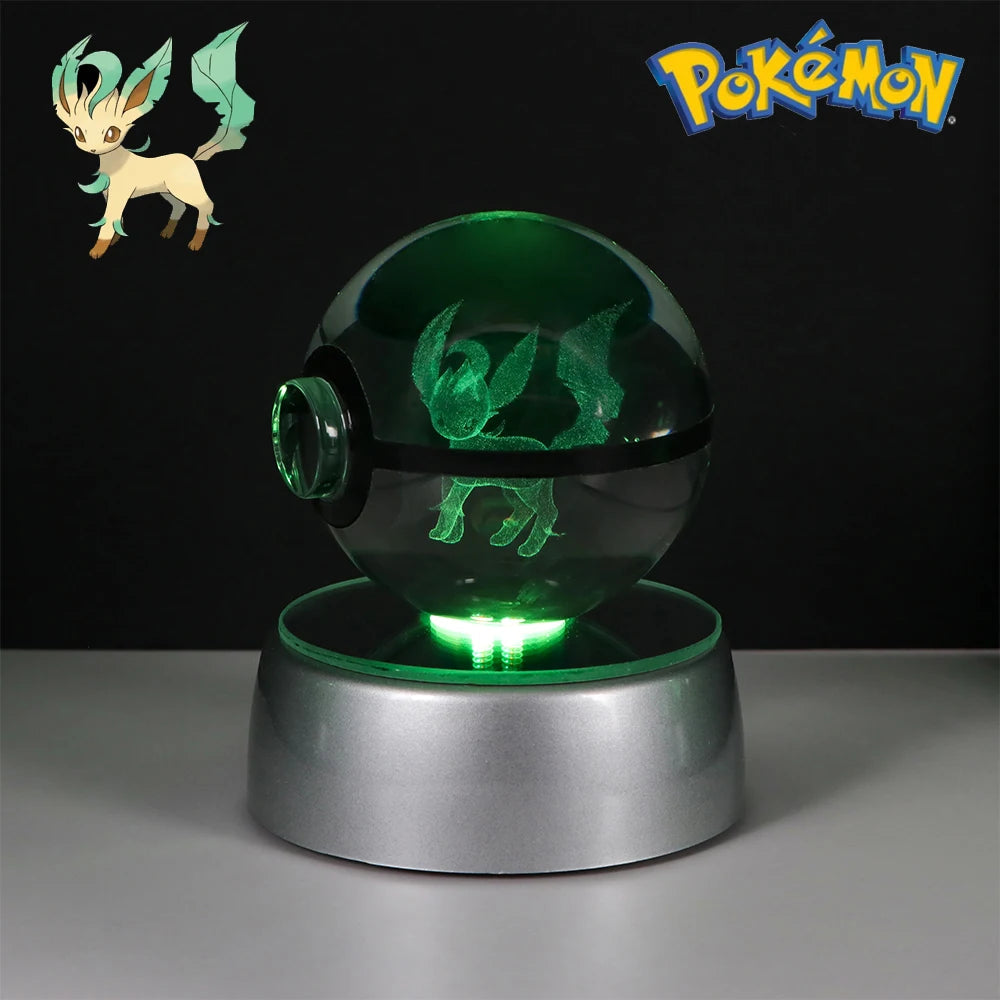 Pokemon Dialga Ninetales Lucario Lamp Model Toy Butterfree Lugia Sylveon Arceus 5CM Crystal Ball Doll Colorful Night Light Gift ShinyBall