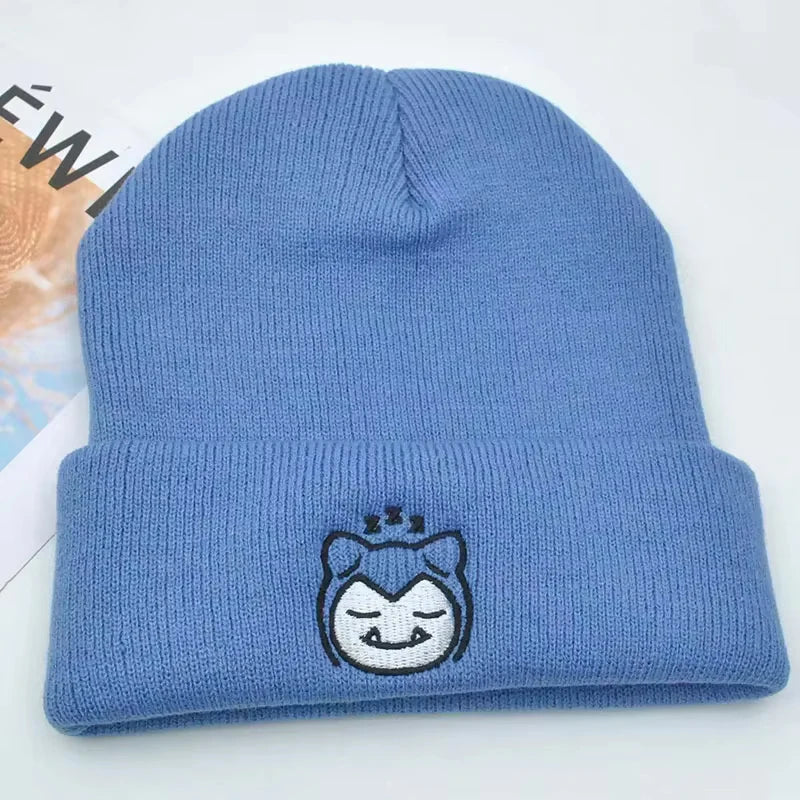 Pokemon Snorlax Ditto Psyduck Beanies Women Winter Warm Hat Anime Solid Color Funny Embroidery Cap for Men Knitted Bonnet Unisex ShinyBall