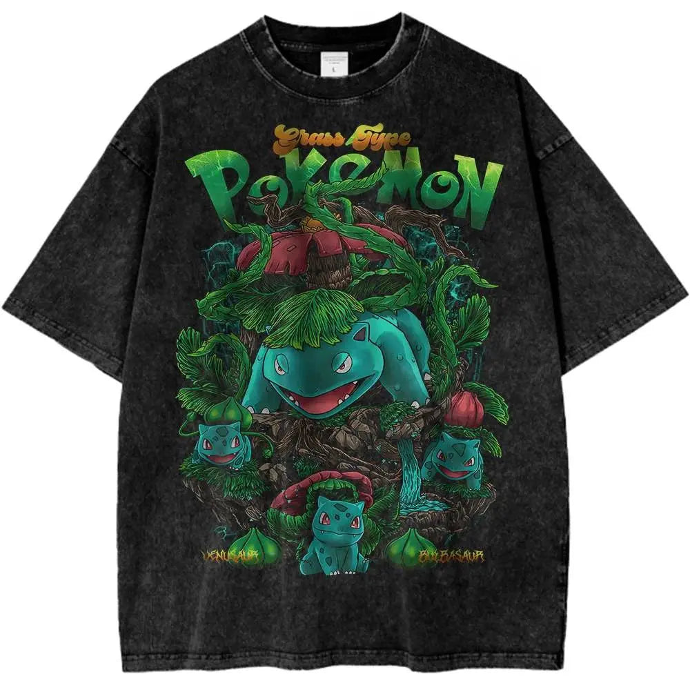 Camiseta vintage de Pokémon Bulbasaur - Harajuku Y2K Oversize
