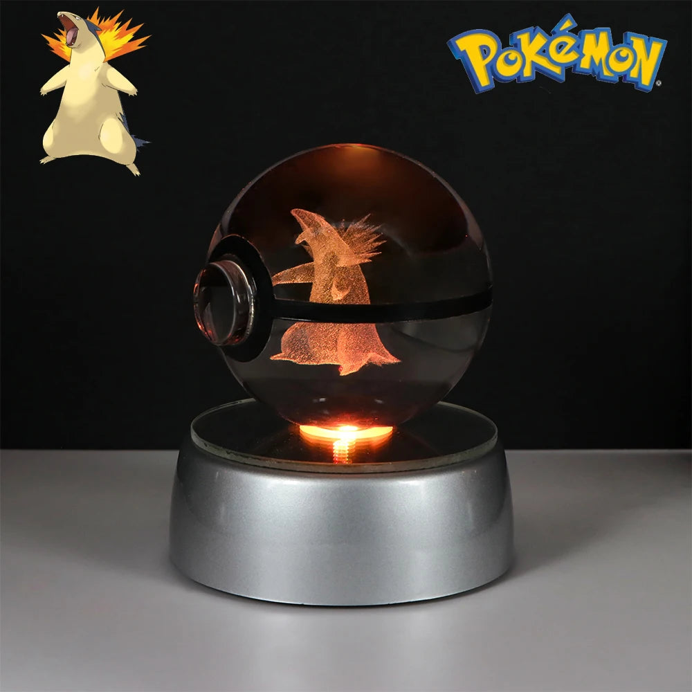 Pokemon Dialga Ninetales Lucario Lamp Model Toy Butterfree Lugia Sylveon Arceus 5CM Crystal Ball Doll Colorful Night Light Gift ShinyBall