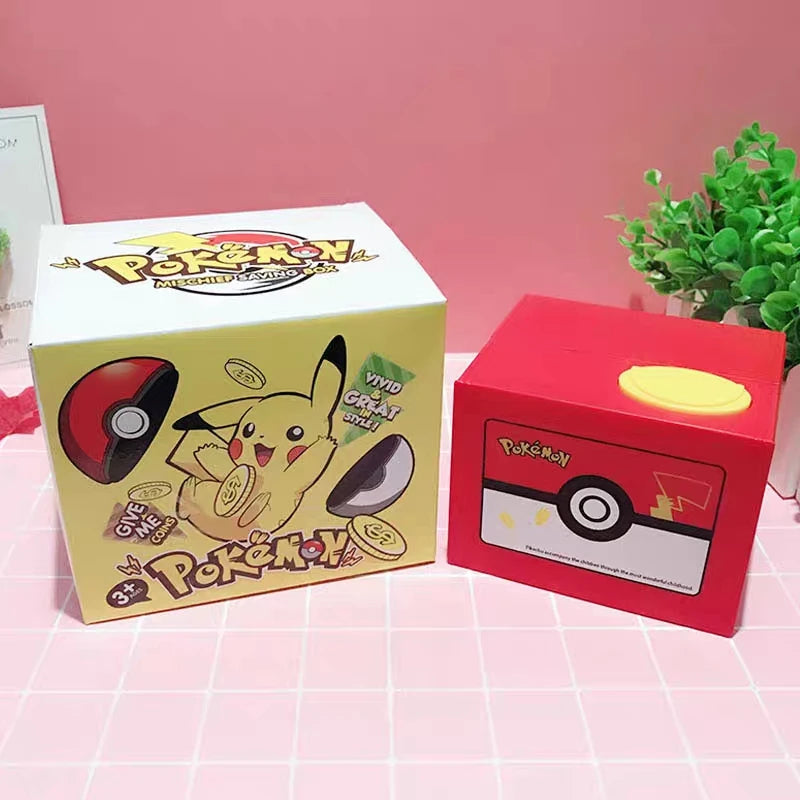 Pokemon Pikachu Piggy Bank Action Figure Anime Cartoon Electronic Plastic Money Box Steal Coin Piggy Bank Kid Christmas Toy Gift ShinyBall