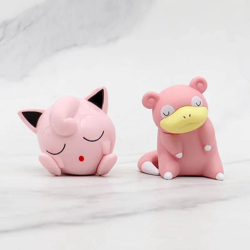 Pokemon 6pcs/set Pikachu Psyduck Gengar Jigglypuff Gonbe Slowpoke Shoulder To Shoulder Sleep Cute Model Doll Action Figure Toys ShinyBall