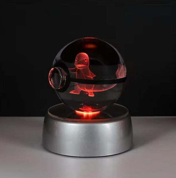 Pokéball LED Salamèche en cristal