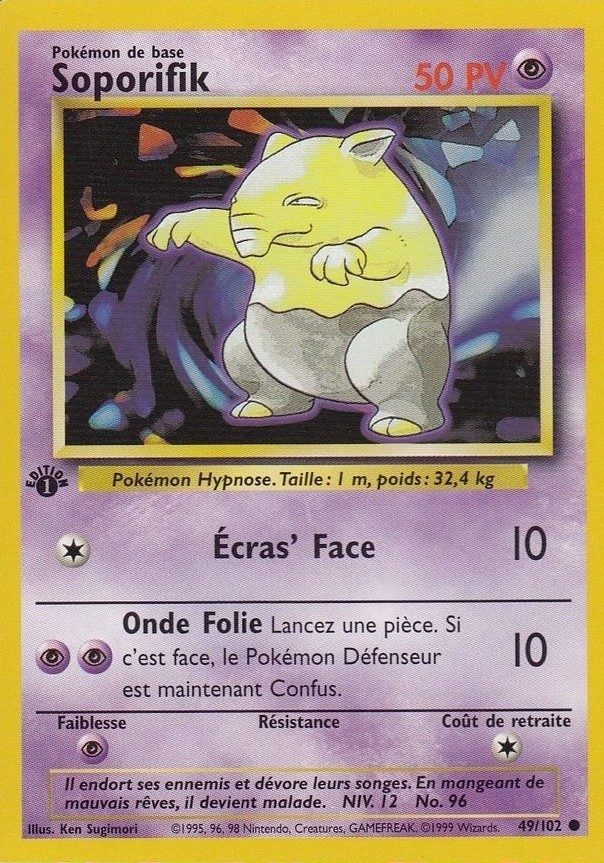 Carte Pokémon Soporifik – Set de Base Édition 1 – Mint